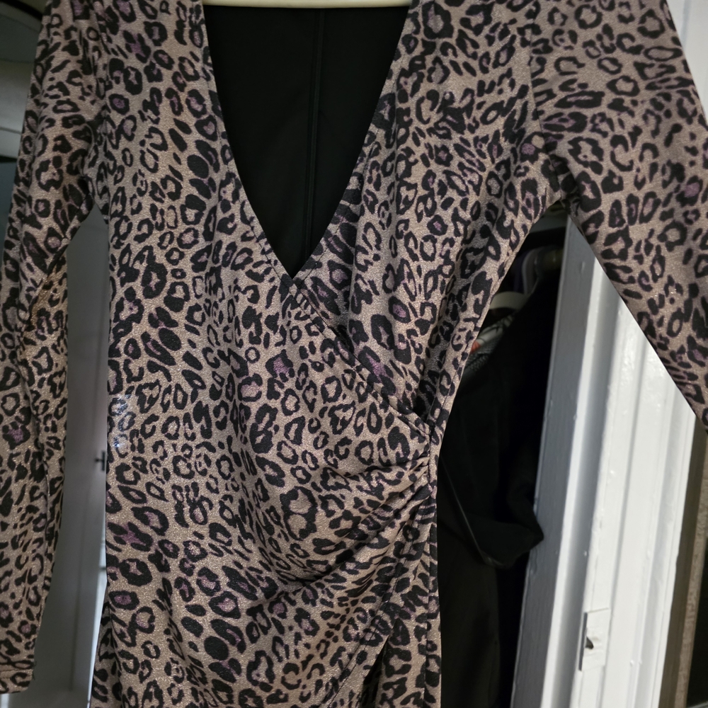 Superdown Black and Leopard Print Dress
